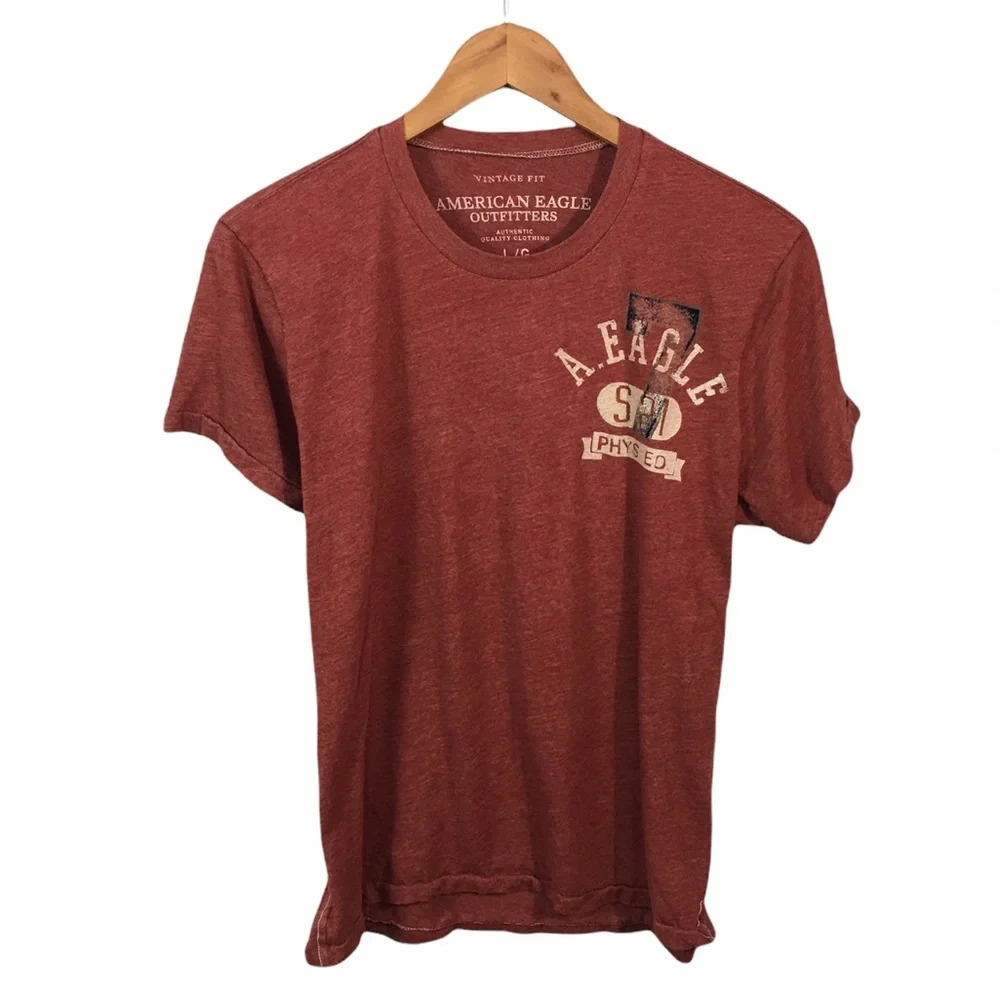 TS731 Mens AMERICAN EAGLE OUTFITTERS Vintage Fit Phys Ed Graphic Shirt L